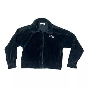 Adidas Originals Women’s Velvet Vibes Bomber tracksuit Jacket in Black Size S